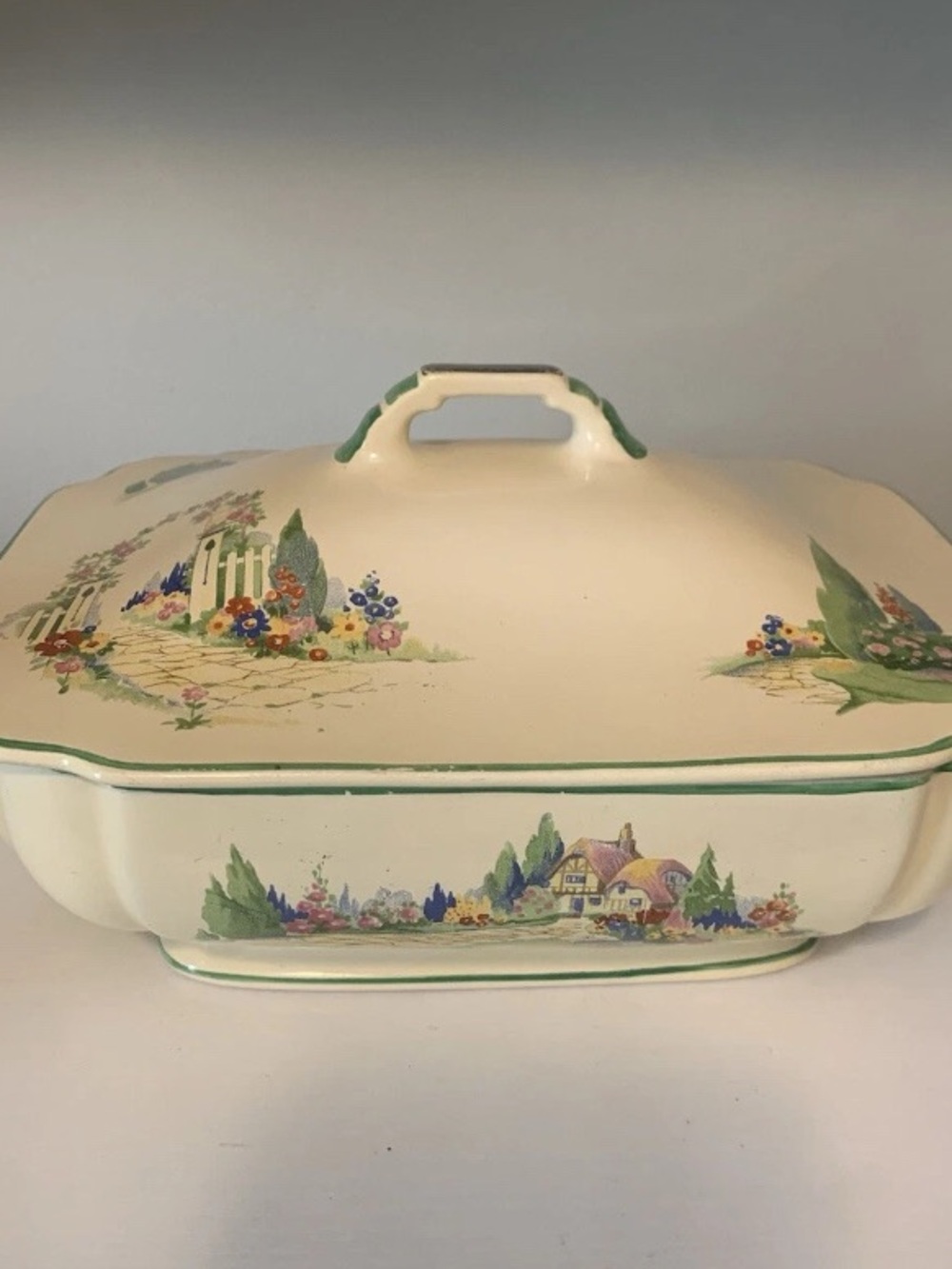 Rare Homer Laughlin English Garden Casserole Dish w/Lid C-4 Century Shape